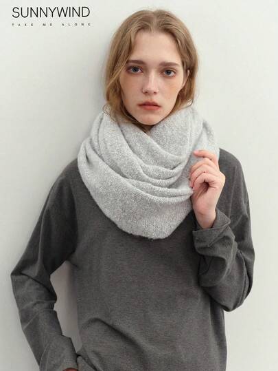 1pc Women's Solid Color Knitted Polyester Warm Neck Warmer, Versatile For Commuting And Daily Use, Autumn/Winter