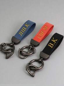 Llavero Personalizado con Nombre para Hombres, Encanto de Metal con Cuero Sintético de PU de Gamuza, Llavero Simple con Monograma, Colgante de Coche, Regalo Personalizable Minimalista - Multicolor - Ver 7