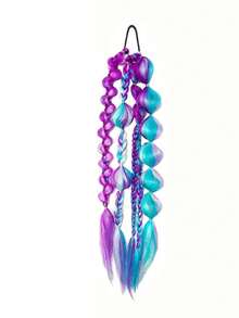 1 Piece 24-Inch Hand-Woven Multi-Colored Bubble Braid Hair Extension - Vacation Style, Suitable For All Hair Types. - Multicolor - View 12