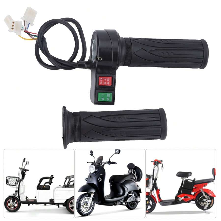 Universal 3-Speed Throttle Grip For Electric Bike, Scooter And E-Bike – High/Medium/Low Speed + Automatic Speed Control, LED Display, Waterproof, Compatible With 24V-72V Handlebars.