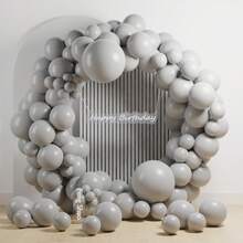 50/125个灰色乳胶气球 - 5/10/12/18英寸圆形氦粉灰色气球拱门套装,适用于生日、新娘送礼会、结婚纪念日、毕业典礼、退休派对、性别揭晓派对装饰 - 灰色 - 查看 2