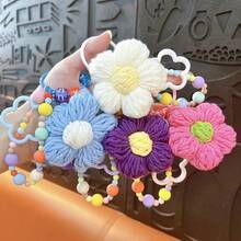 Pretty Creative Handwoven Flower Keychain, Cute Bag Pendant, Car Keychain,Random Letter - Màu xanh lam - Xem 3