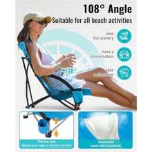 KingCamp - Sillas de Playa para niños Grandes con Soporte para Tazas, Bolsa de Transporte, reposabrazos Acolchado para Acampar Aire última intervensión, césped, conciertos, Viajes, Festivales,(Longueur: 60 cm x Largeur: 59 cm x Hauteur: 85 cm Lowback Blue) - Multicolor - Ver 5