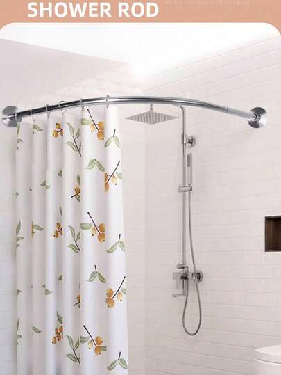 L/U자형 조절식 샤워 커튼 봉, 스테인리스 스틸 스플라이싱 샤워 커튼 봉, 샤워 커튼 설치 브래킷, 가정용 무타공 샤워 커튼 봉 커튼 봉, 텐션 샤워 커튼 봉, 조절식 디자인, 다양한 거리 및 크기에 적합한 확장 가능, 무타공 설치, 커튼 걸이, 욕실, 의류 매장, 개인 공간에 적합, 가정, 선물, 장식, 새해 장식, 욕실 액세서리, 쇼핑몰, 욕실 등에 적용 가능