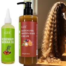 2 Paquetes del Set de Cuidado del Cabello GZE con Aceite de Batana y Biotina - 250g Crema para el Cabello con Aceite de Batana y Biotina y 118ml Aceite para el Cabello de Romero y Batana - Anti-Frizz para Cabello Seco y Dañado, Repara Puntas Abiertas, Fortalece el Cabello - Marrón - Ver 6