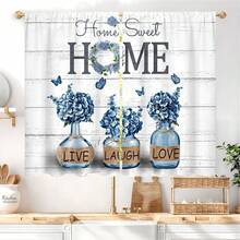2 Panel 28"X40"Rusitc Farmhouse Cotton Kitchen Curtains Rod Pocket Country Retro Wood Vintage Small Short Cafe Curtain Inspirational Window Drapes  Bathroom Home Decor - 樣式-1 - 查看 1