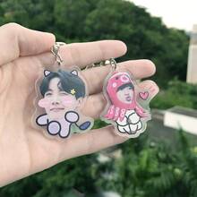 1pc Q-Version Keychain, 2025 New Cartoon Big Head Keyring, Cute KPOP Idol Bag Pendant, Acrylic PVC Fan Merchandise, Backpack & Car Key Decor, Pop Music Collectible, ARMY Fan Birthday & Holiday Gift - Multicolor - View 3