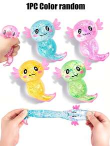 1/3/4/5pcs Shiny Crystal Salamander Squishy Toys, Soft Slow Rebound, Anti-Stress Fidget Toys, Cute Small Gadgets, Taba Squishy, Portable Travel Finger Pinching Toys, Soft & Adorable, Suitable For All Ages Including Autism, Office Workers, Students, Ideal Holiday Gifts, Small Cute Fun Gifts - 彩色 - 查看 12