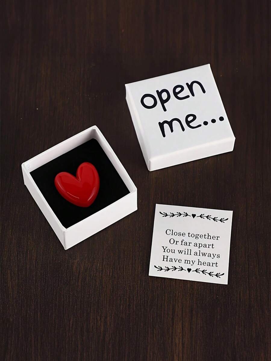 Exquisite "Open Me" Surprise Gift Box, Containing Resin Heart Pendant And "I Love You" Message Card - Perfect For Birthday, Wedding, Anniversary, Valentine's Day And Other Special Occasions, Also Suitable As Proposal Gift Box Or Love Pocket Hug Card. - Multicolor - View 1