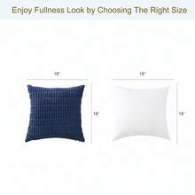 Volcanics Pack Of 2 Navy Decorative Throw Pillow Covers 18x18 Inch, Soft Corduroy Striped Square Cushion Cases, Modern Farmhouse Boho Home Decor For Couch Bed Sofa Living Room,18inchx18inch(Packof2),Navy - Navy - 查看 5