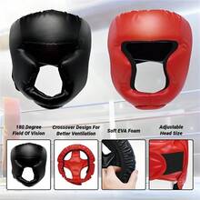 Boxing Helmet Leather Karate Muay Thai Sanda Training Adult Children Head Protection Gear Taekwondo Helmet Full Coverage Thickened Unisex - Multicolor - View 2
