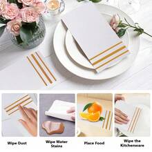 Napkins Disposable Paper Napkins 50 Pack Paper Hand Towels Absorbent Dinner Napkins White And Gold Napkin Guest Towels Tissue Party Napkin For Bathroom Dinner Wedding Kitchen Party Event Decorative,50PCS,Goldline - 金線 - 查看 4