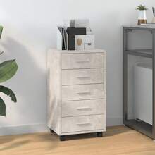 Drawer Cabinet With Castors Concrete Grey Engineered Wood - Grey - View 1