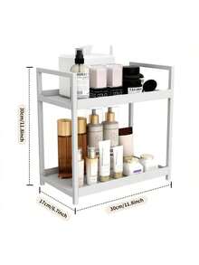 1/2pcs 2-Tier Iron Desktop Spice Rack, Portable Polished Kitchen Storage Shelf With Layers, Suitable For Home Organization - Perfect For Kitchen, Bathroom, Bedroom Accessories - Multicolor - View 3