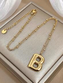 精致字母项链，女士字母吊坠，不锈钢链条，颈链，日常派对饰品，圣诞礼物 - 彩色 - 查看 26