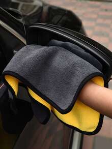 5片/10片装方形干吸水毛巾，加厚吸水珊瑚绒汽车清洁布，双面高密度汽车清洁毛巾 - 彩色 - 查看 1