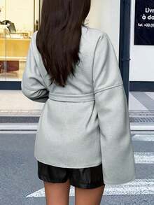 Vaiaye Women's Solid Color Wool Cardigan Coat, Suitable For New Year And Thanksgiving