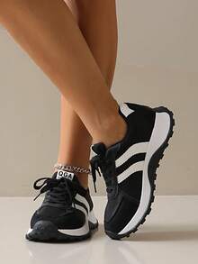 ZKBBO. Zapatos deportivos casuales para mujer, ligeros, antideslizantes y cómodos con correas cruzadas, adecuados para actividades al aire libre, fitness, caminata, tenis y zapatillas - Negro - Ver 4