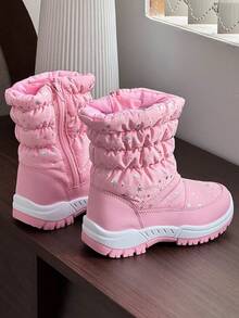 Children's Snow Boots, Boys & Girls Outdoor Snow Boots, Warm & Thick - Pink - View 4