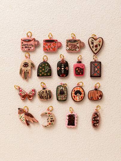 1pc Dopamine Fashion Cartoon Style, Featuring Mushroom Cup Snake Heart-Shaped Palm And Vine Pumpkin Pendant. Made Of Vacuum Plated 18K Gold, Suitable For DIY Jewelry, Necklaces, Bracelets, Earrings, Keychains, Bag Accessories, Women's Jewelry Accessories, Wallet Accessories, Small Pendants, DIY Accessories