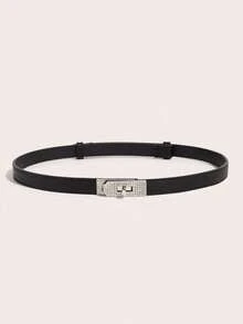 1pc New Toothpick Pattern Lacquered Leather Thin Waist Belt For Women, Candy Color Decorative Skirt Strap With Buckle, Minimalist Versatile Pant Belt - Belt - View 1