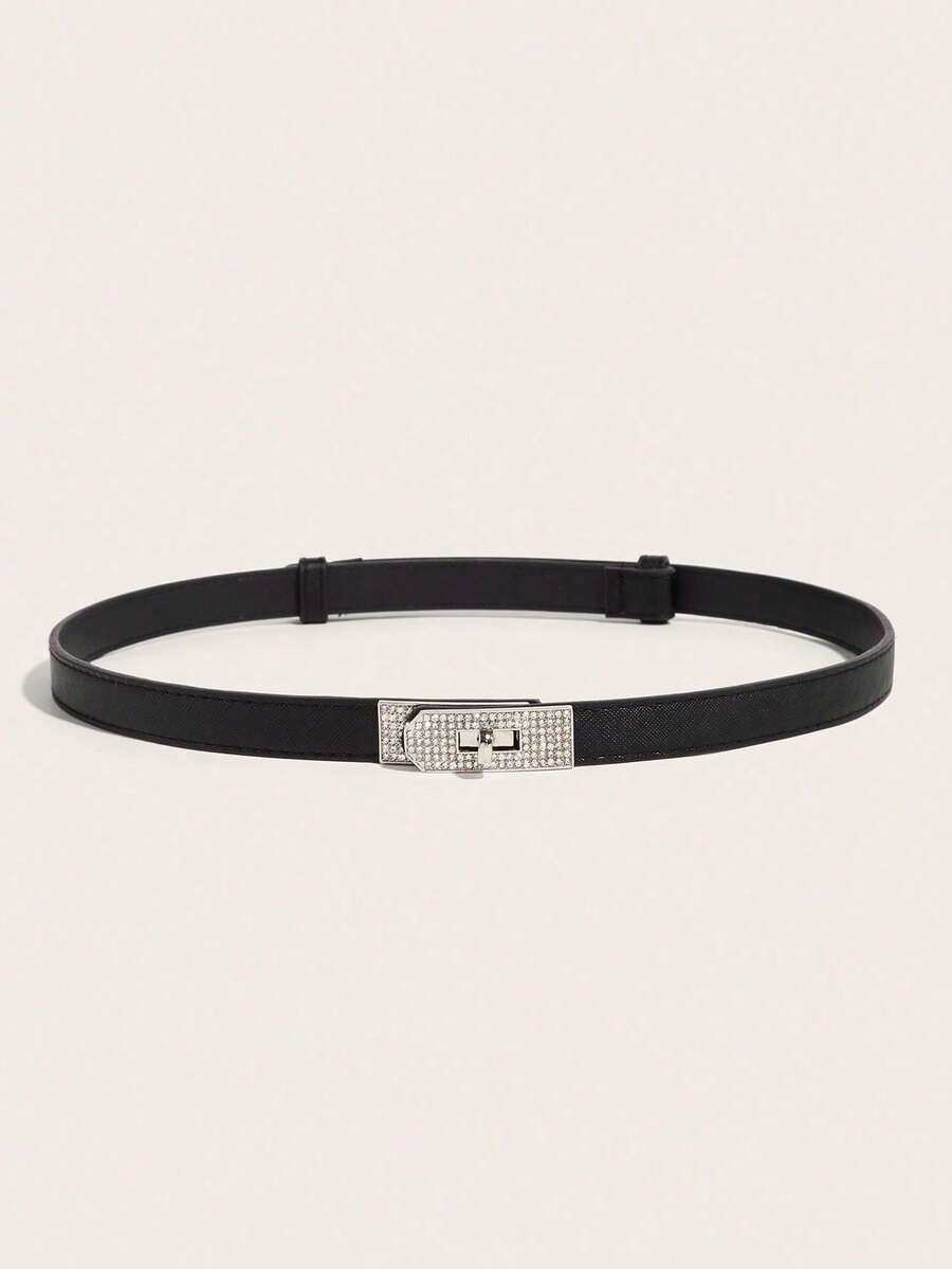 1pc New Toothpick Pattern Lacquered Leather Thin Waist Belt For Women, Candy Color Decorative Skirt Strap With Buckle, Minimalist Versatile Pant Belt - Belt - View 1