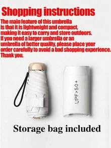7.5英寸/19厘米迷你折叠伞，便携式户外遮阳伞，防紫外线遮阳伞，带收纳袋，防晒，6根伞骨+加厚黑色防水涂层，是户外、旅行、夏季防晒的理想之选，防风防水。