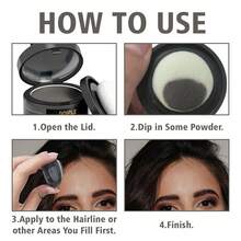 Goiple 5g/0.18oz Grayish Brown Hairline Powder, Waterproof And Sweat-Proof, Conceals Gray Roots, Eyebrow Powder, Used For Filling Sparse Hairline, Comes With Soft Sponge Puff, Fiber Powder For Sparse Hair And Areas, Includes Mirror, Hair Dye And Makeup Tools - Ash Brown - View 9