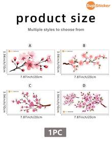 1pc Laptop Sticker With Fresh Sakura Branch Design, Partial Laptop Sticker, Self-Adhesive, Easy To Apply And Remove, Durable, Suitable For Daily Office Use, Laptop Beautification, Decoration, And Personalization