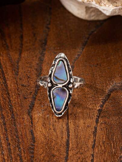 1 Pc Natural Shell Decor Statement Ring For Women