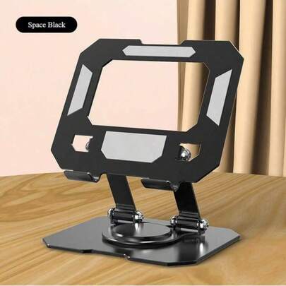 可旋转可折叠金属桌面支架，适用于 iPad、平板电脑、笔记本电脑，可用于直播、学习、追剧和平板电脑散热。