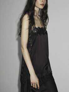 Women Y2k Lace Camisole Top Satin Square Neck Side Split Cami Silk Sleeveless Spaghetti Strap Loose Going Out Tank Backless Nightgown Sleepwear Sliky Short Wedding Nightgown,Party Streetwear,Rave Outfit,Club Outfits,Beach Vacation Outfits,Spring Break Outfits,Valentines Clothes,St Pattys Day Outfit,Easter Outfit - 紅棕色 - 查看 4