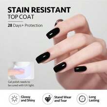 GAOY Stain Resistant Gel Top Coat, 16ml No Wipe Clear Finish For Gel Nail Polish, High Gloss Varnish For Long Lasting UV Light Cure Nail Art DIY - ColorL - 查看 3