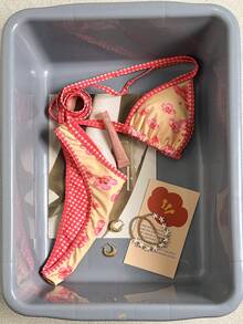 女士印花比基尼沙滩套装，夏季度假泳装及沙滩装 - 彩色 - 查看 2