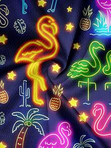 Men's Colorful Print Casual Double-Layer Beach Shorts - Multicolor - View 5