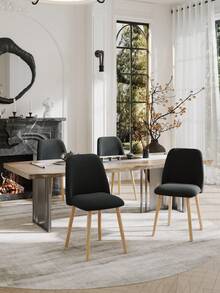 Goeurvant Silla de Comedor Ergonómica Moderna con Respaldo Curvo - Juego de 2 piezas / 4 piezas / 6 piezas - Negro - Ver 2