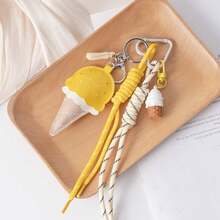 Colgante de helado de cuero creativo y lindo, accesorio de bolso en forma de mini piruleta - Amarillo - Ver 2