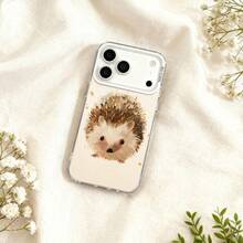 Adorable Hedgehog-Themed Phone Case, A Stylish Protective Cover And A Perfect Gift For Women, Featuring A  Animal Design In Beige, Compatible With For Models 17, 17 Pro, 17 Air, 17 Pro Max, 16, 15, 14, 13, 12 Pro, Pro Max Plus, And S22 - Black - View 6