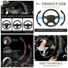 2 PCS Steering Wheel Cover, 15 Inches Bling Cover Auto Steering Wheels, Safety Non - Slip Universal Fit Sparkly Steering Wheel Cover, Car Accessories Black - Đỏ - Xem 1