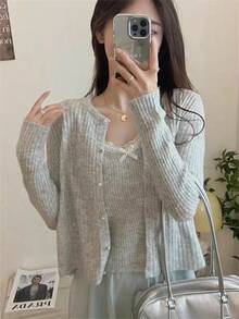 Women Cardigans - Light Grey - View 5