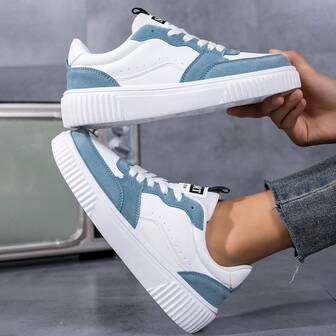 Women's White Sneakers, Vintage Casual Sports Shoes, Minimalist Solid Color, Comfortable & Non-Slip, Suitable For Running, Autumn/Winter