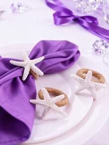 4入組海星裝飾餐巾環 - 白色 - 查看 5