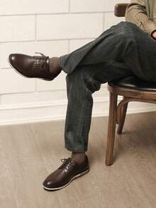 Men's Casual Dress Sneaker Shoes, Business Formal Derby Plain Toe Oxfords Crossflex GentEdge - nâu sẫm - Xem 5