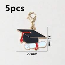5 Buah Liontin Topi Wisuda Enamel dengan Pengait Lobster untuk Gantungan Kunci, Aksesoris Pembuatan Perhiasan DIY - Musim Kelulusan - View 20