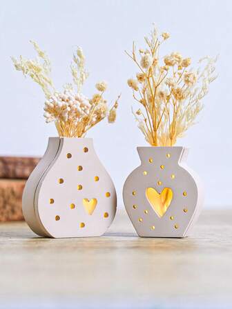 Molde de silicona para arreglo floral en 3D, molde para hacer manualidades de yeso o cemento con diseños de corazón hueco, rayas y lunares para decoración floral y del hogar