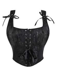 Black Plus-Size Shapewear Top, Women's Corset, Christmas Dress - 黑色 - 查看 8