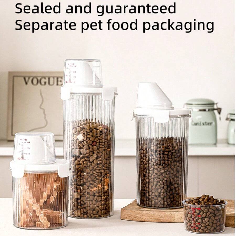 优质密封宠物食品储存容器,真空密封狗/猫粮罐,防潮谷物储存箱 - 多色 - 查看 1