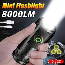 Mini LED Flashlight 3LED Ultra Strong Light Flash Light Portable USB Rechargeabl - Multicolor - View 6