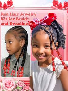 Set de 60 piezas de accesorios para el cabello de niñas con trenzas, diseños a cuadros cruzados, diseños de amor, decoraciones para el cabello de estilo callejero punk rock lindo - Multicolor - Ver 8