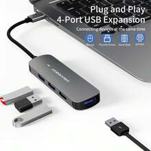 Concentrador USB de 4 puertos, adaptador portátil divisor USB A 3.0 y 2.0 de MEANHIGH para portátiles, miniextensores USB Plug and Play para PC, memorias USB y discos duros externos. - Concentrador - Puerto A - USB 2.0 - Ver 4